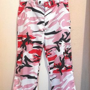 SIZE 14 Cargo Military Pants Pink, Black and White